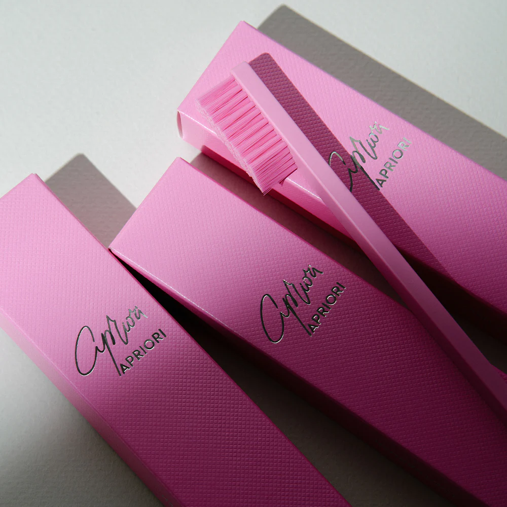 Slim Bubblegum Pink Silver Soft Toothbrush - Image 3