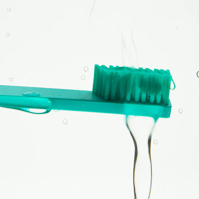 Slim Turquoise Blue Silver Medium Toothbrush - Image 3