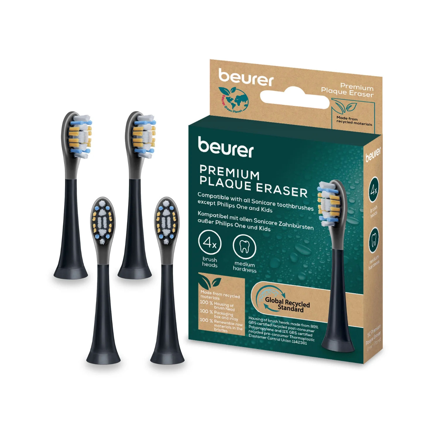 Premium Plaque Remover Green Planet Brush Head For SC50 x4