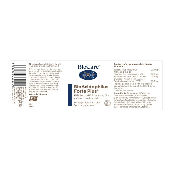 Bioacidophilus Forte Plus 30 capsules - Image 2