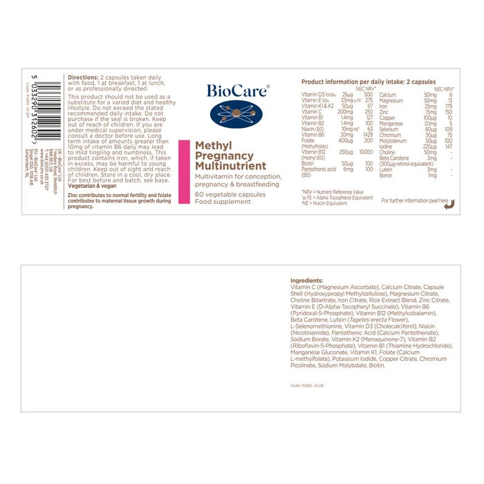 Methyl Pregnancy Multinutrient 60 capsules - Image 2