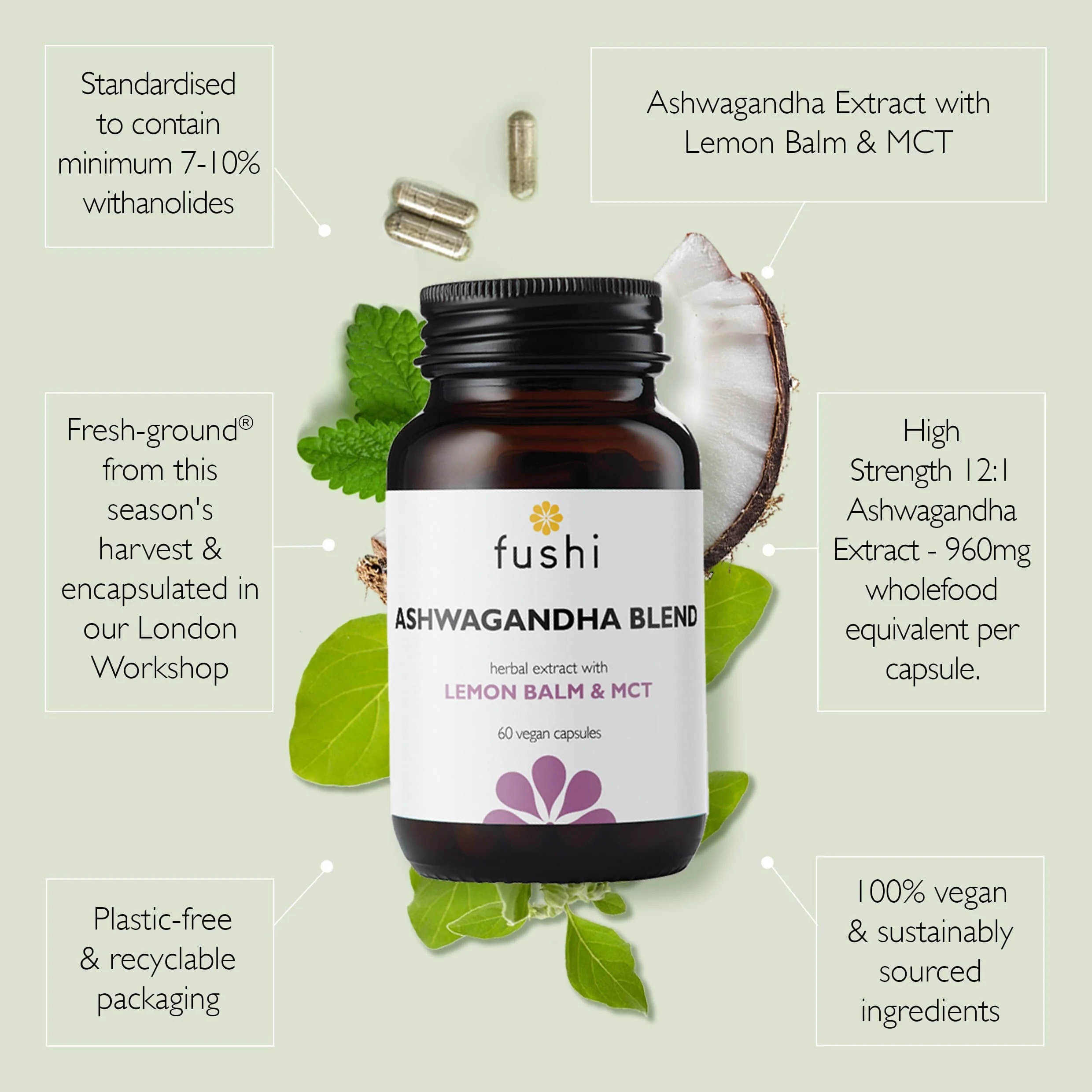 Ashwagandha With Vegan Mct Extract 60 capsules - Image 2