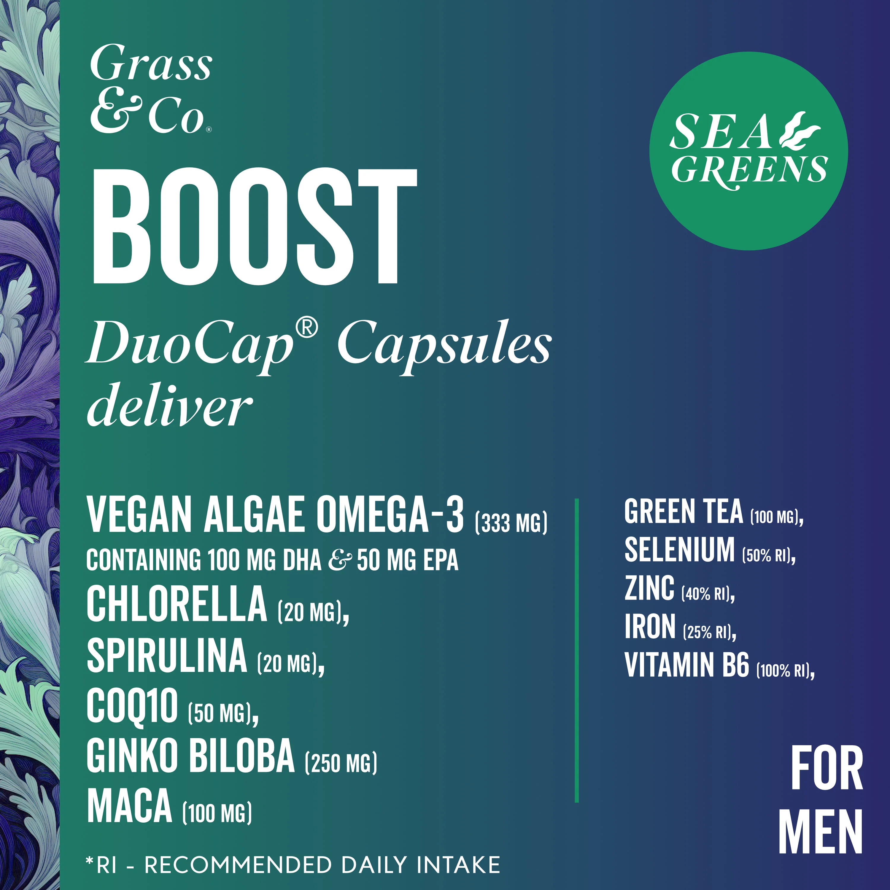 Boost Vegan Omega Sea Greens For Men Capsules 30 Capsule - Image 4