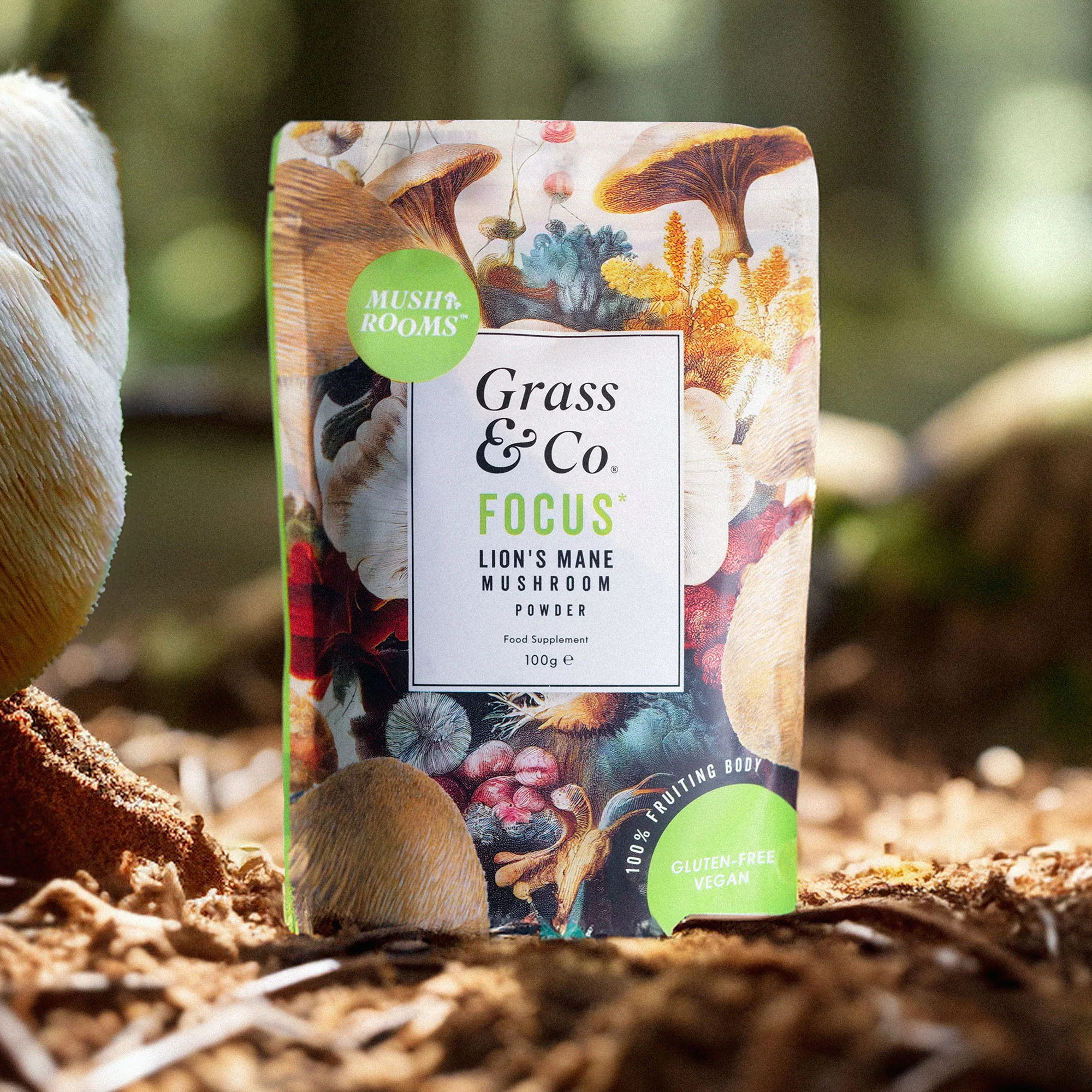 Focus Lion's Mane Mushrooms Powder With Ginseng + Omega-3 100g - Image 2