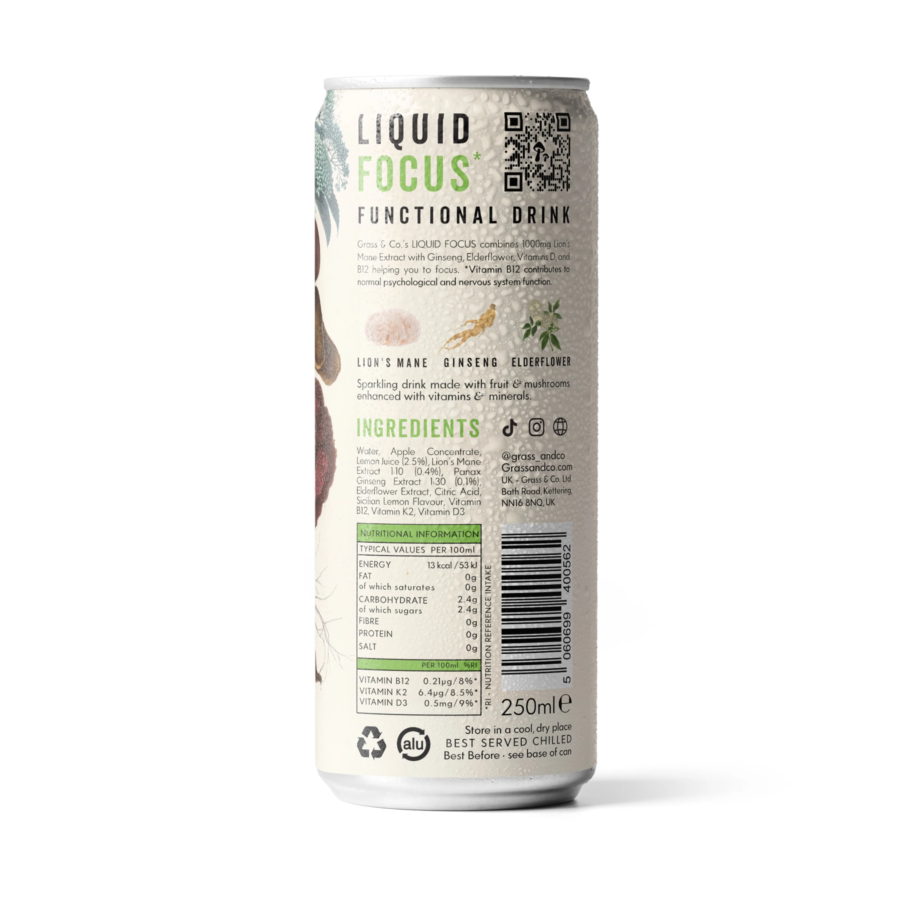 Liquid Focus Elderflower, Sicilian Lemon & Lion's Mane Nootropic Drink 250ml - Image 4