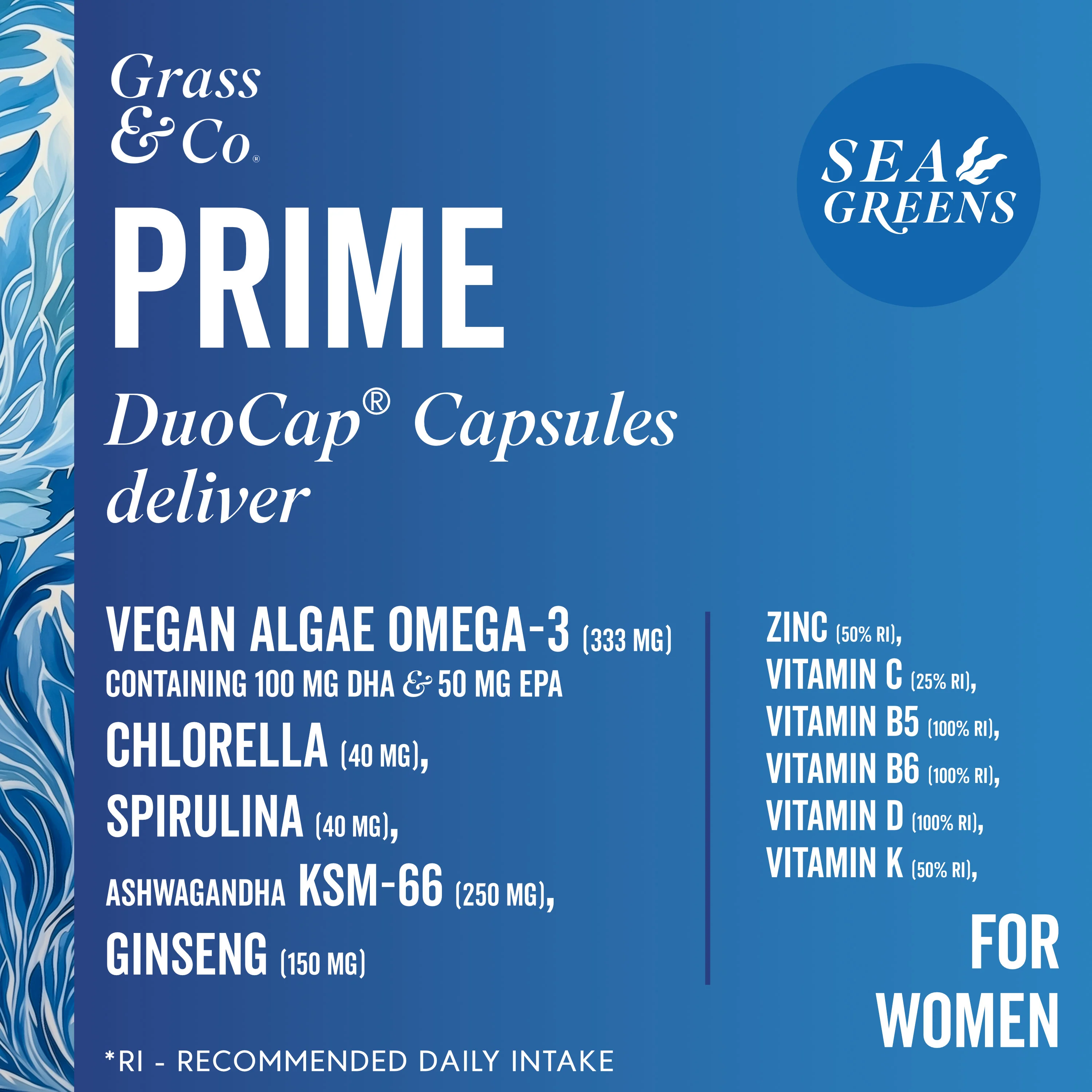 Prime Vegan Omega Sea Greens Capsules For Women 30 Capsule - Image 6
