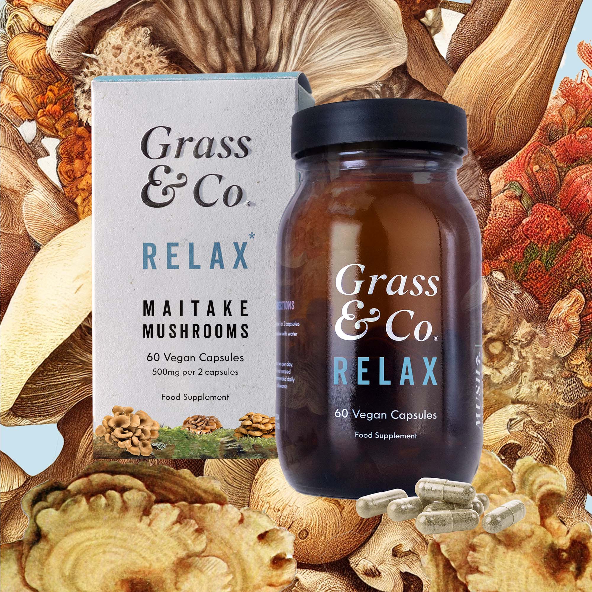 Relax Maitake Mushrooms With Ashwagandha + Magnesium 60 Capsule - Image 2