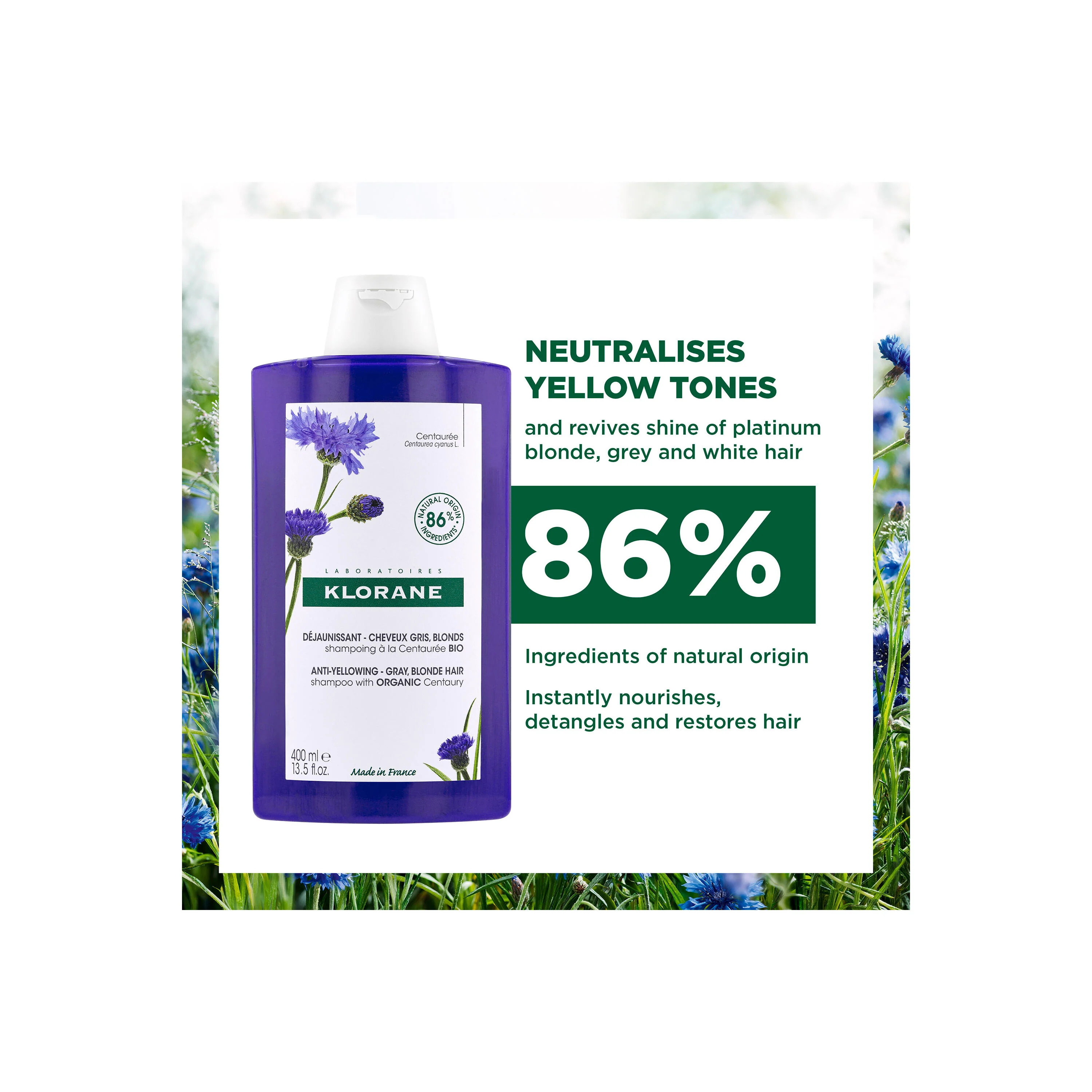 Anti-Yellowing Shampoo With Organic Centaury 400ml - Image 2