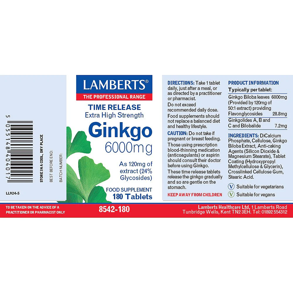Ginkgo 6000mg Extra High Strength 180 tablets - Image 2