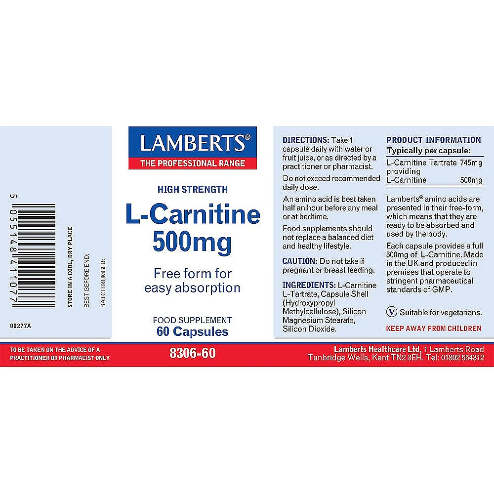 L-Carnitine 500mg 60 tablets - Image 2