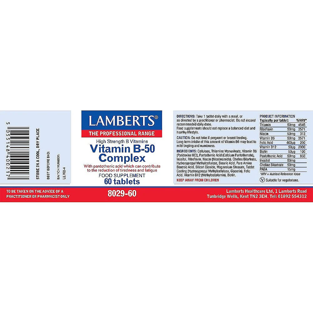 Vitamin B-50 Complex 60 tablets - Image 2
