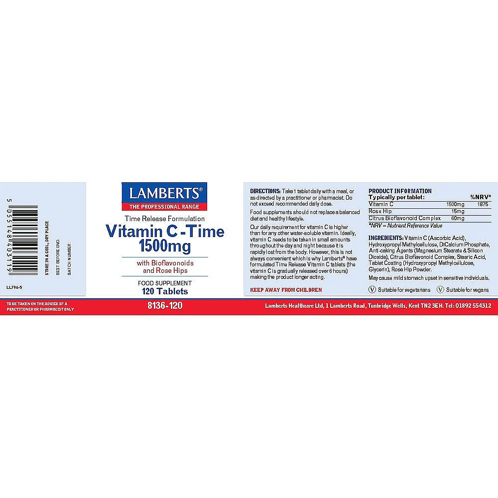 Vitamin C Time Release 1500mg 120 tablets - Image 2