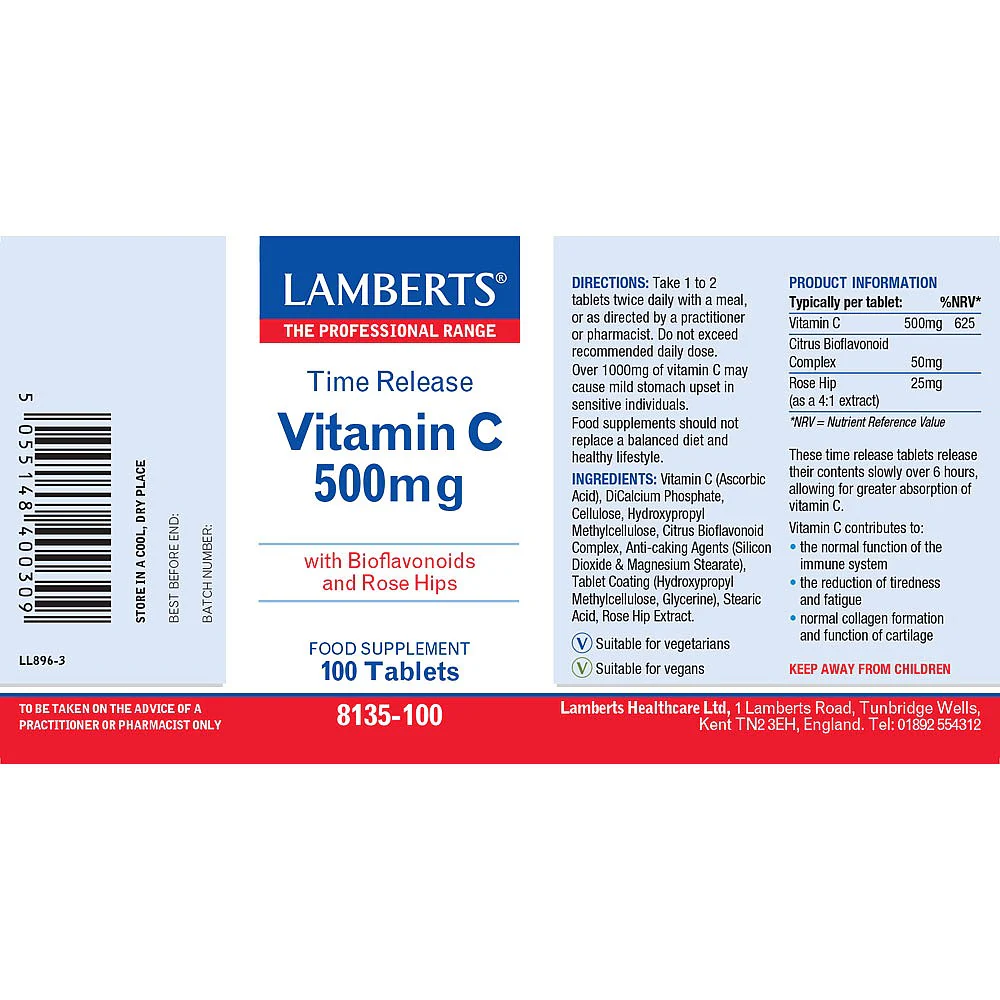 Vitamin C Time Release 500mg 100 tablets - Image 2