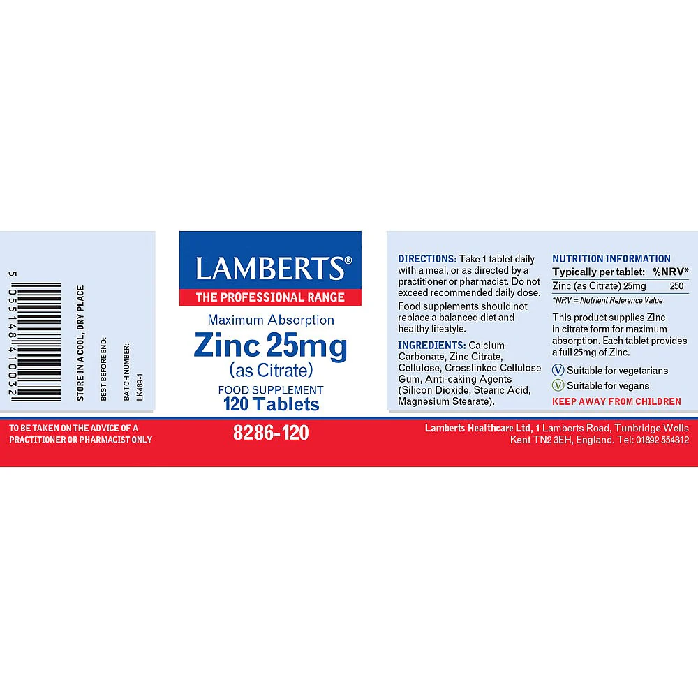 Zinc Citrate 25mg 120 tablets - Image 2