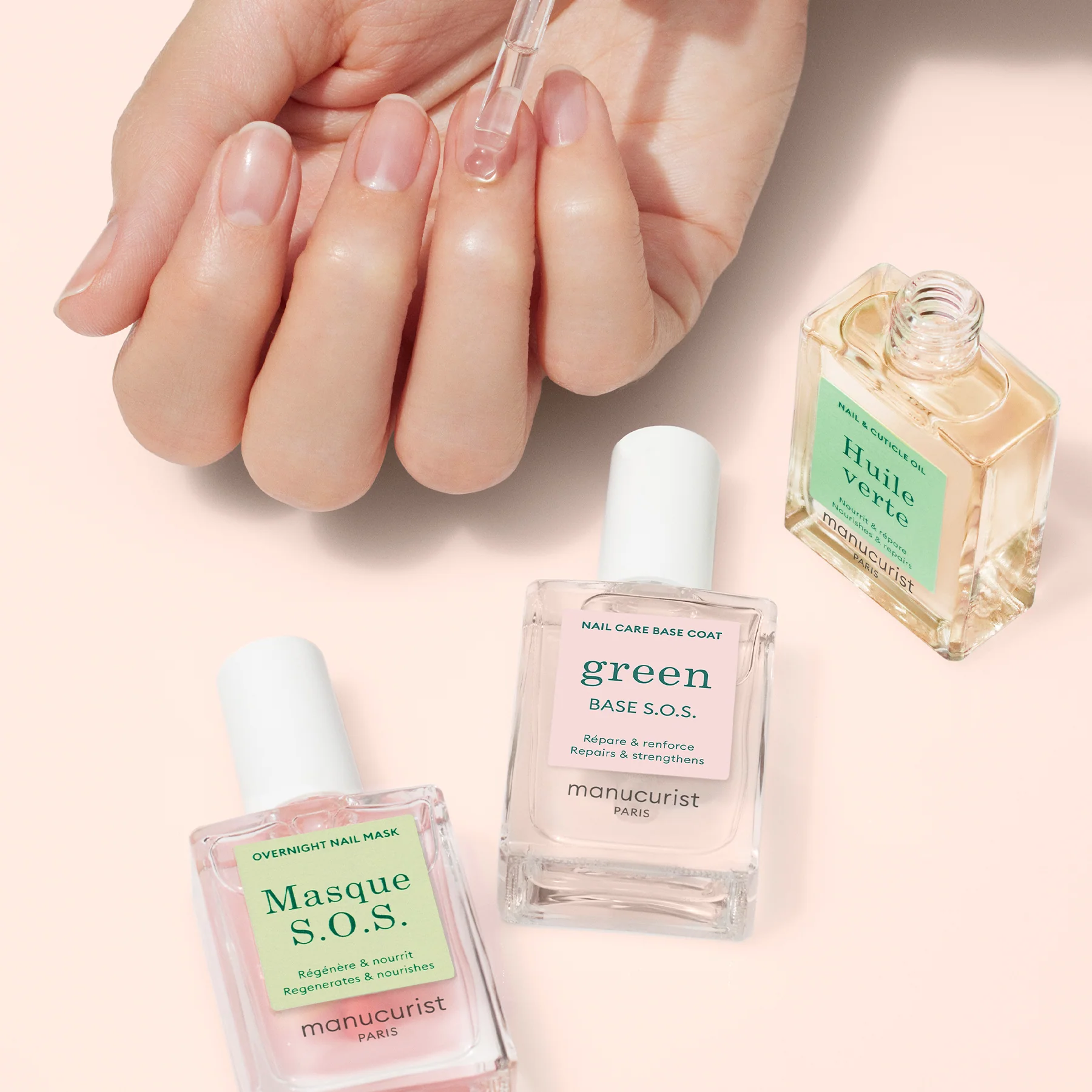 Nail Care Rescue Kit - SOS Base Coat + Sos Mask + Green Oil 45ml - Image 2