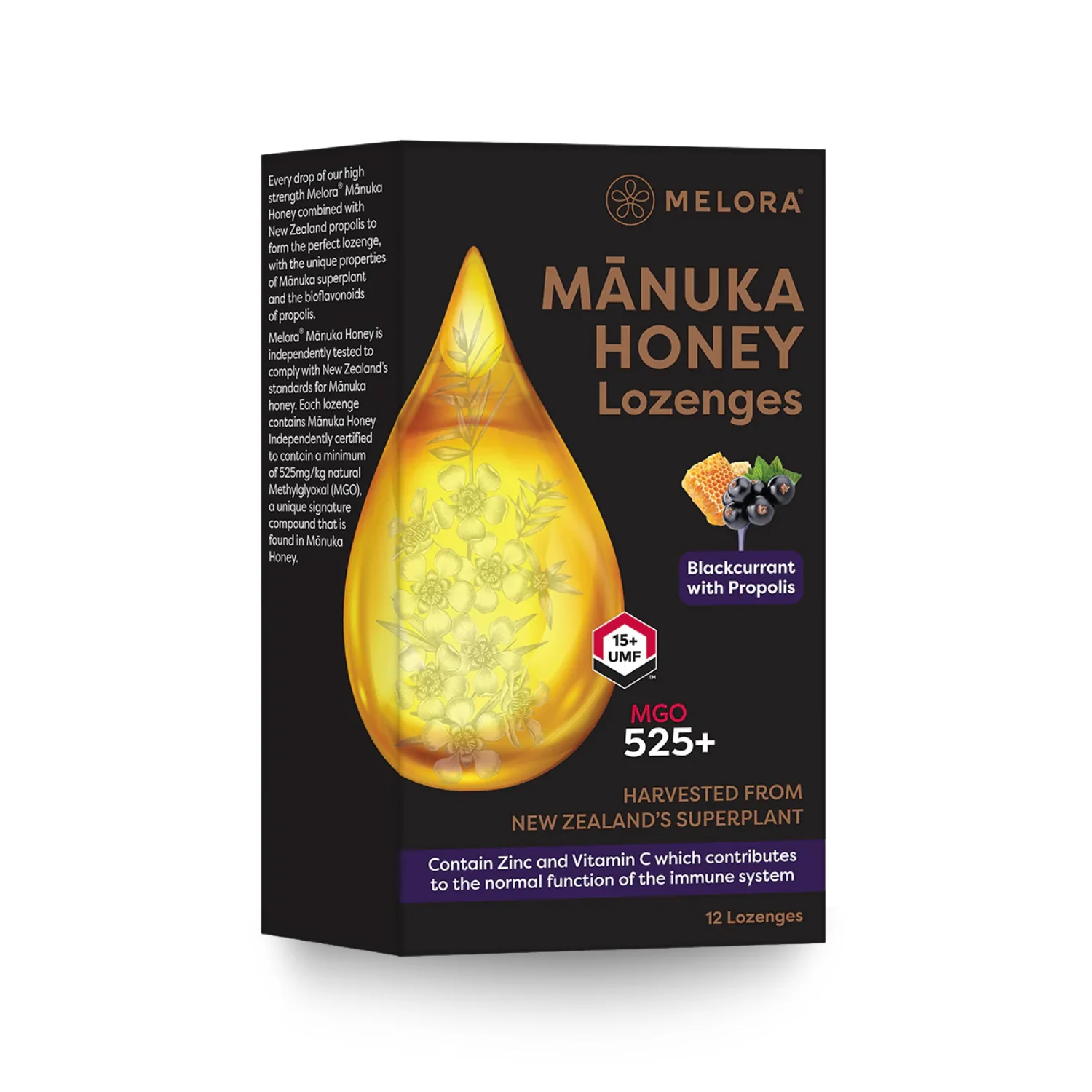 Manuka Honey & Propolis Lozenges Blackcurrant 12 Lozenges