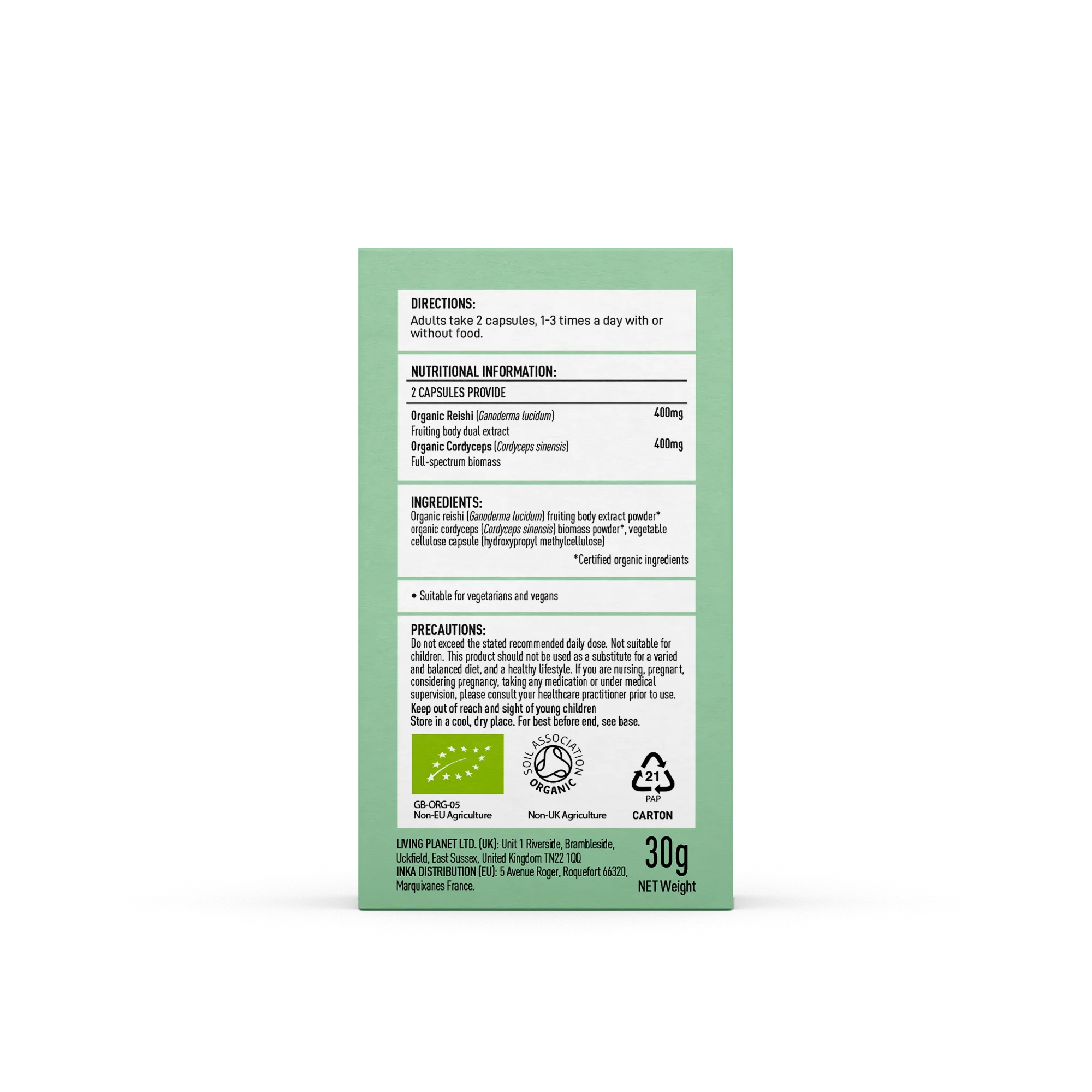 Myco O2 Cordyceps and Reishi Blend 60 Capsules - Image 2