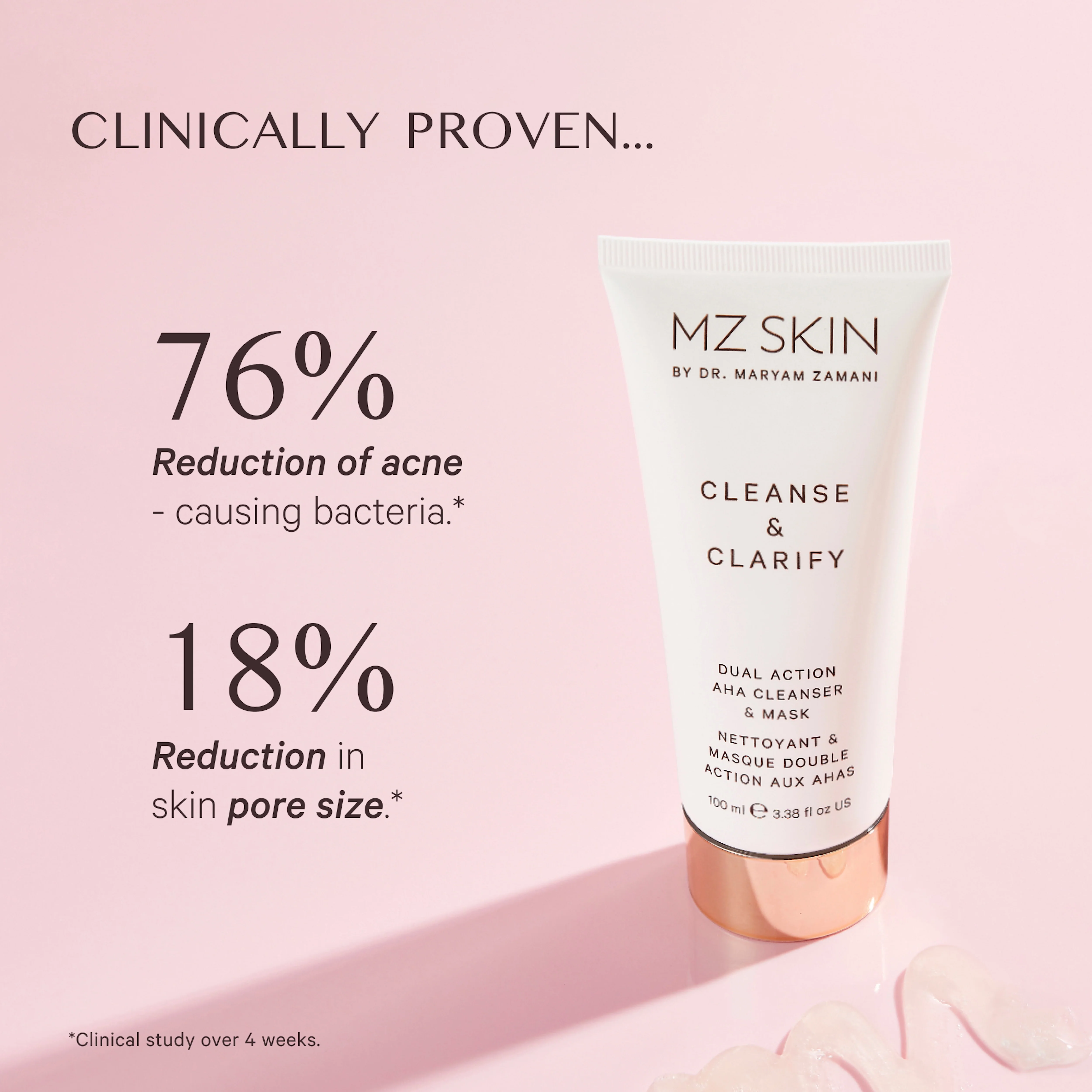 Cleanse & Clarify Dual Action AHA Cleanser & Mask 100ml - Image 3