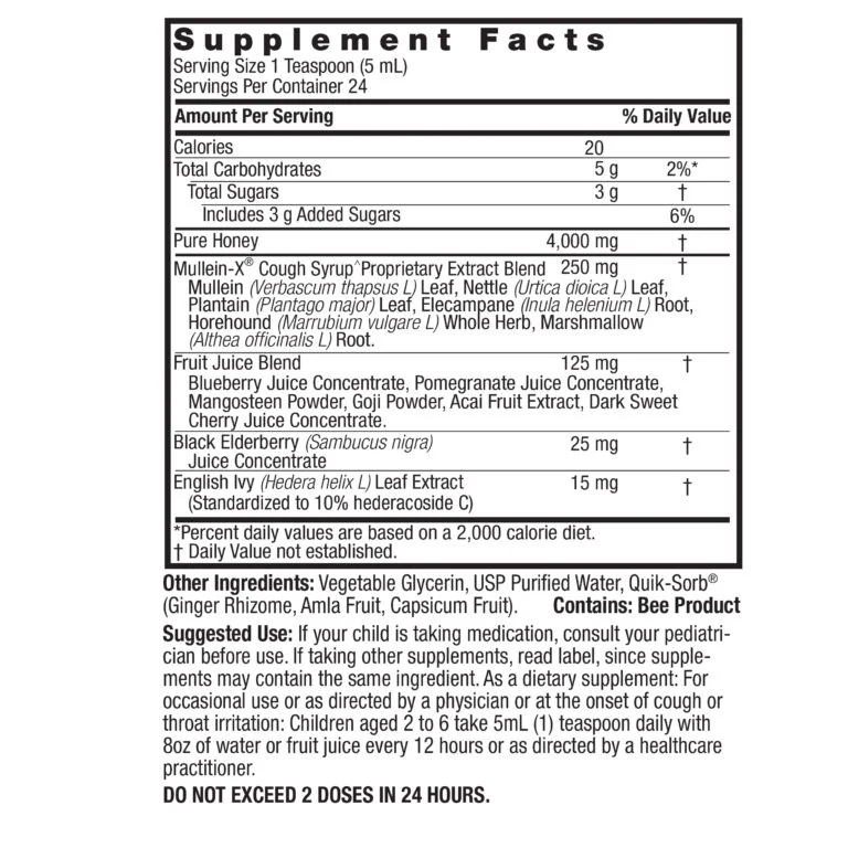 Kids Natural Mullein Cough Syrup 120ml - Image 2