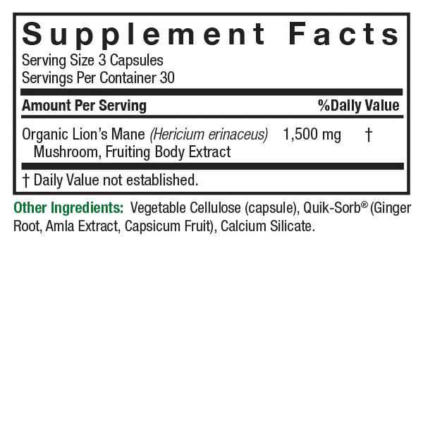 Lions Mane Mushroom Powder 1500mg 90 Capsules - Image 3