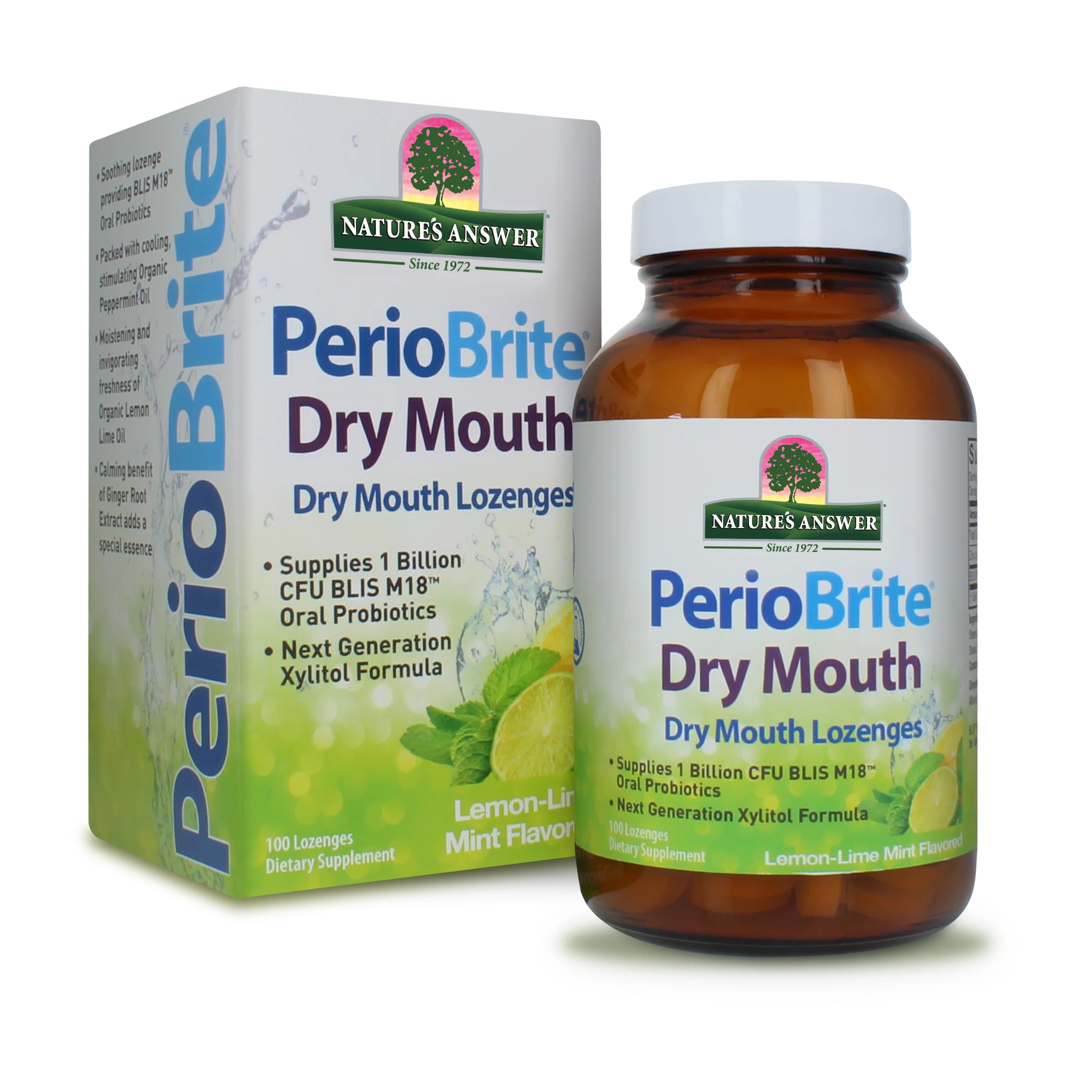 Periobrite Dry Mouth Lemon Lime Mint Flavoured Lozenges 100 Lozenge - Image 3