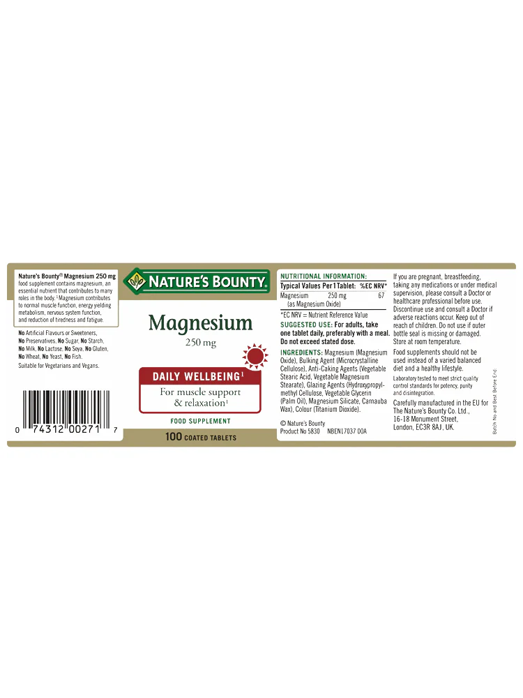 Magnesium 250 mg Tablets 100 tablets - Image 2