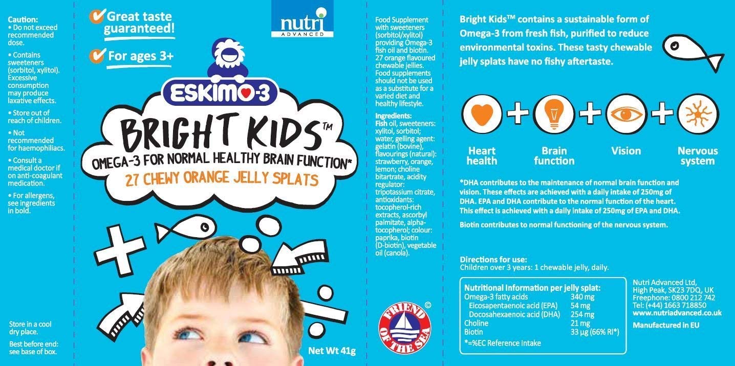 Eskimo-3 Bright Kids Fish Oil Jelly Splats 27 pastilles - Image 2