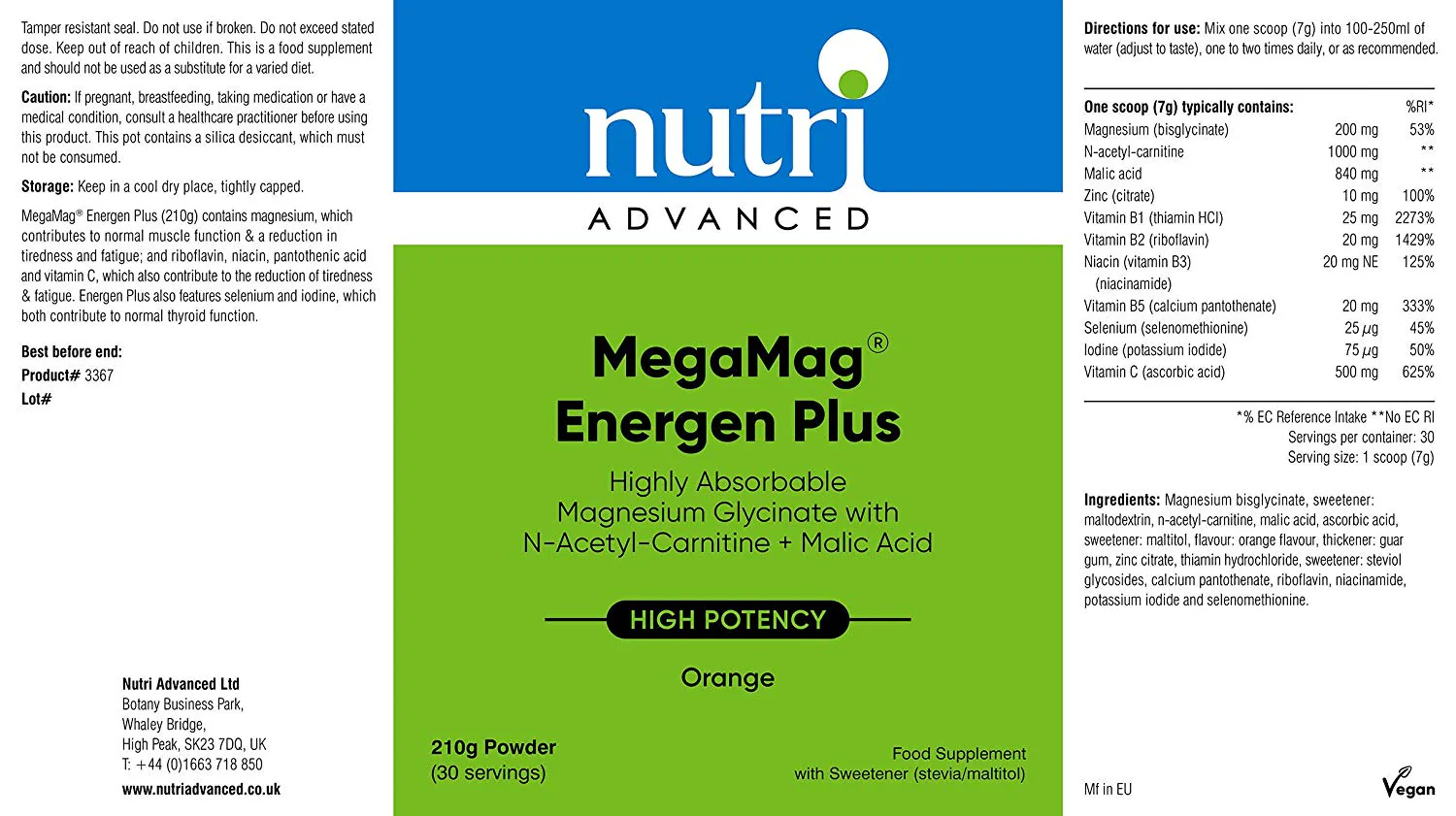 MegaMag® Energen Plus (Orange) Magnesium Powder 210g - Image 2