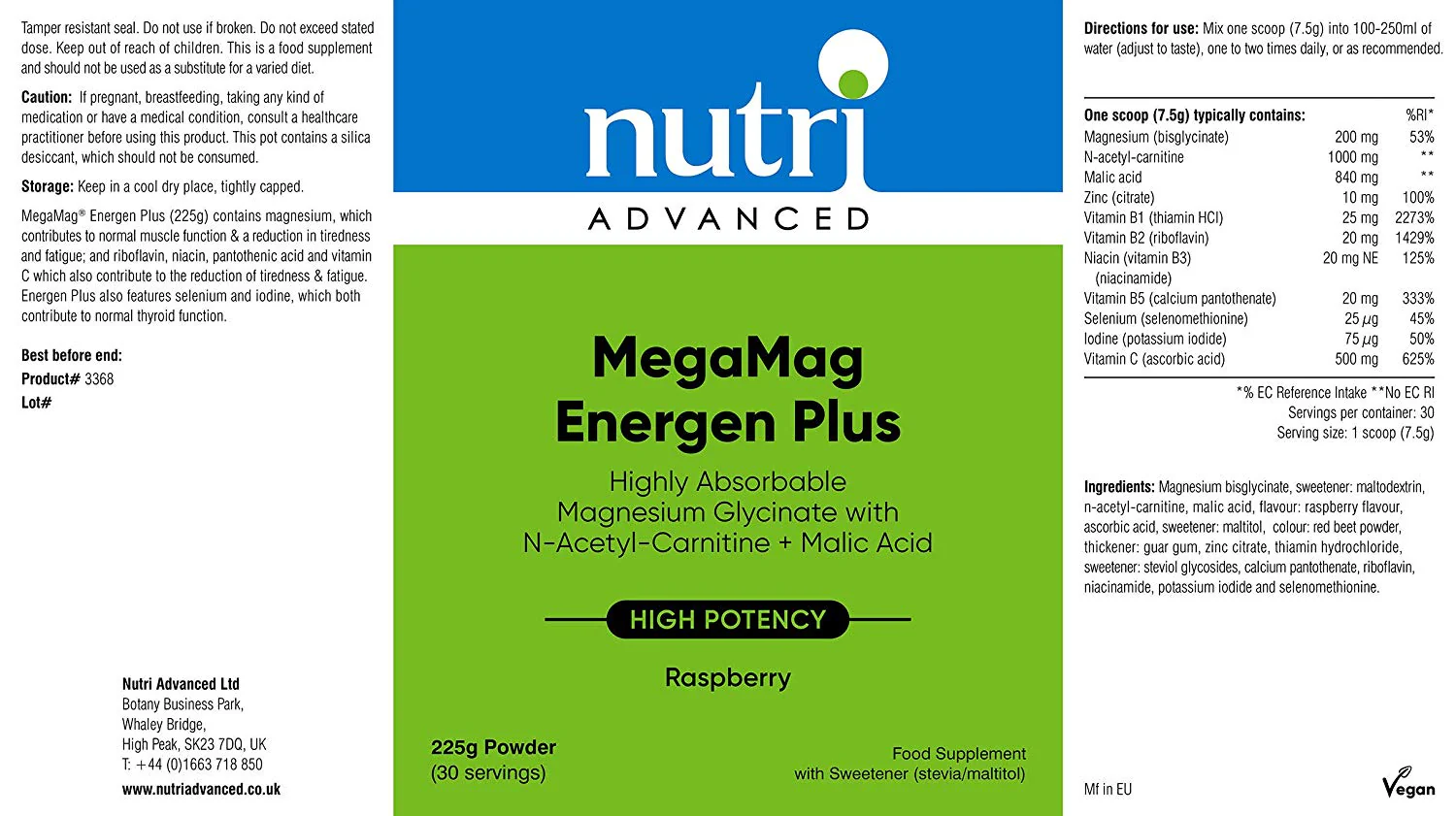 MegaMag® Energen Plus (Raspberry) Magnesium Powder 225g - Image 2