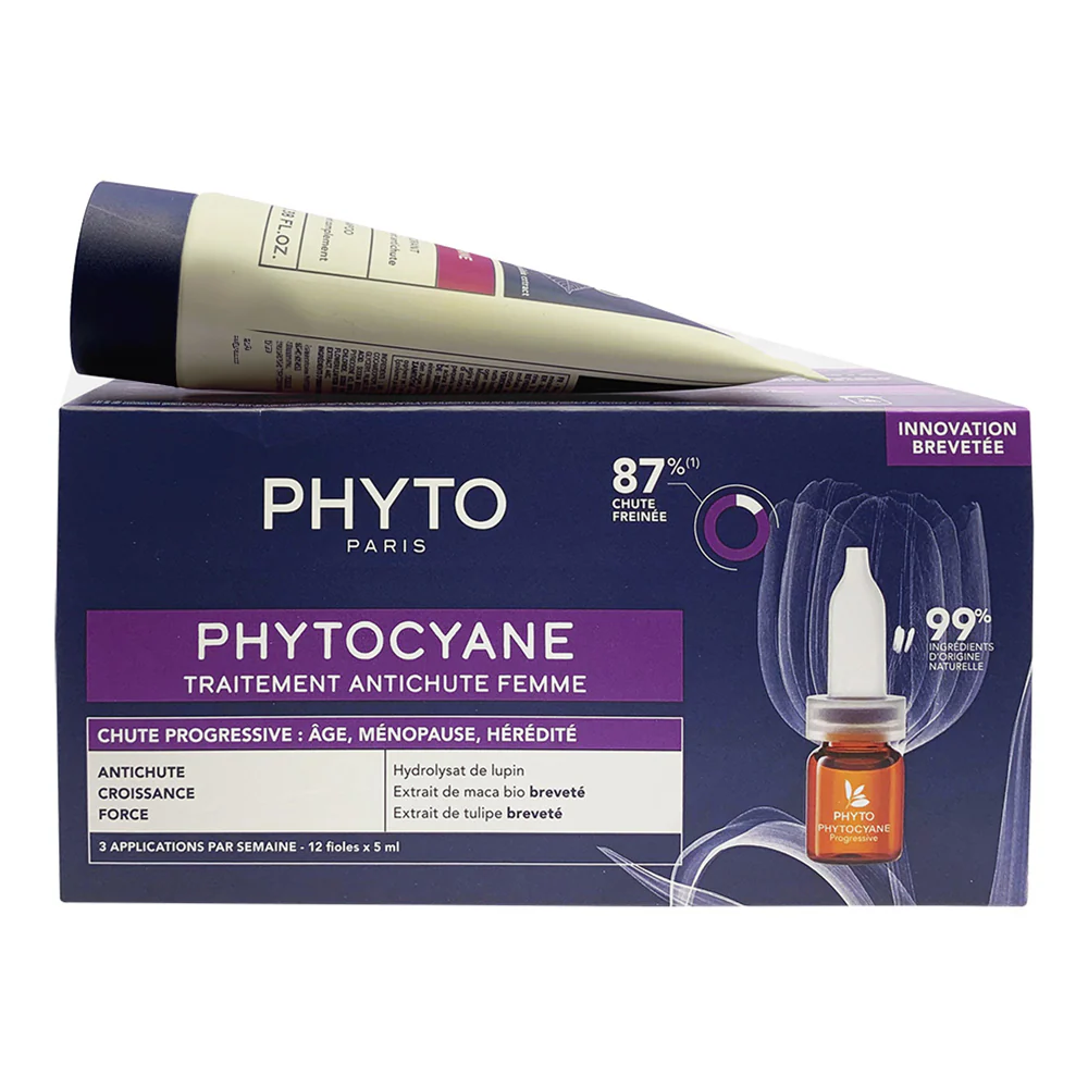Phytocyane Progressive Treatment - For Women 12x5ml & Free Invigorating Shampoo For Women 100ml