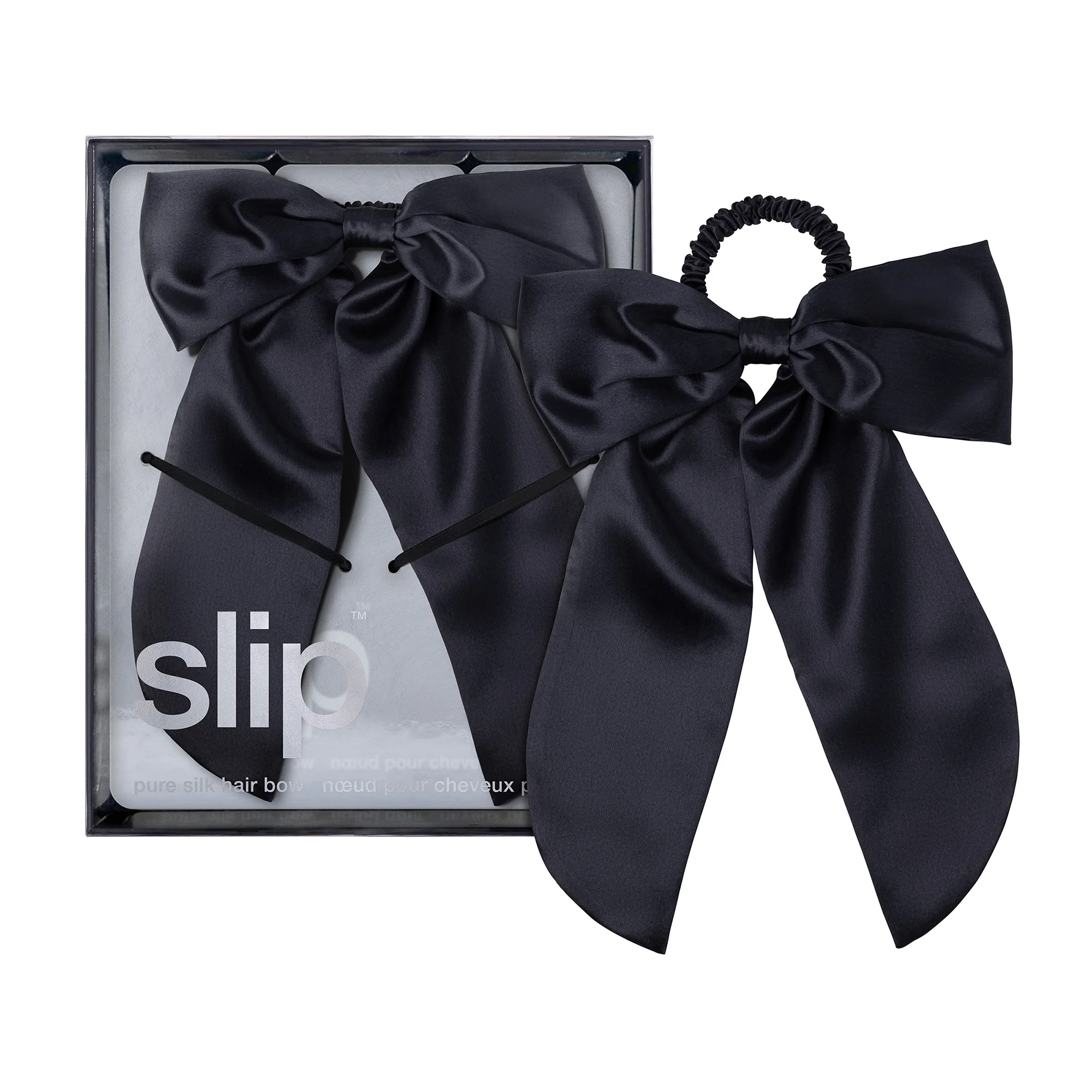 Pure Silk Hair Bow - Black 1 Unit