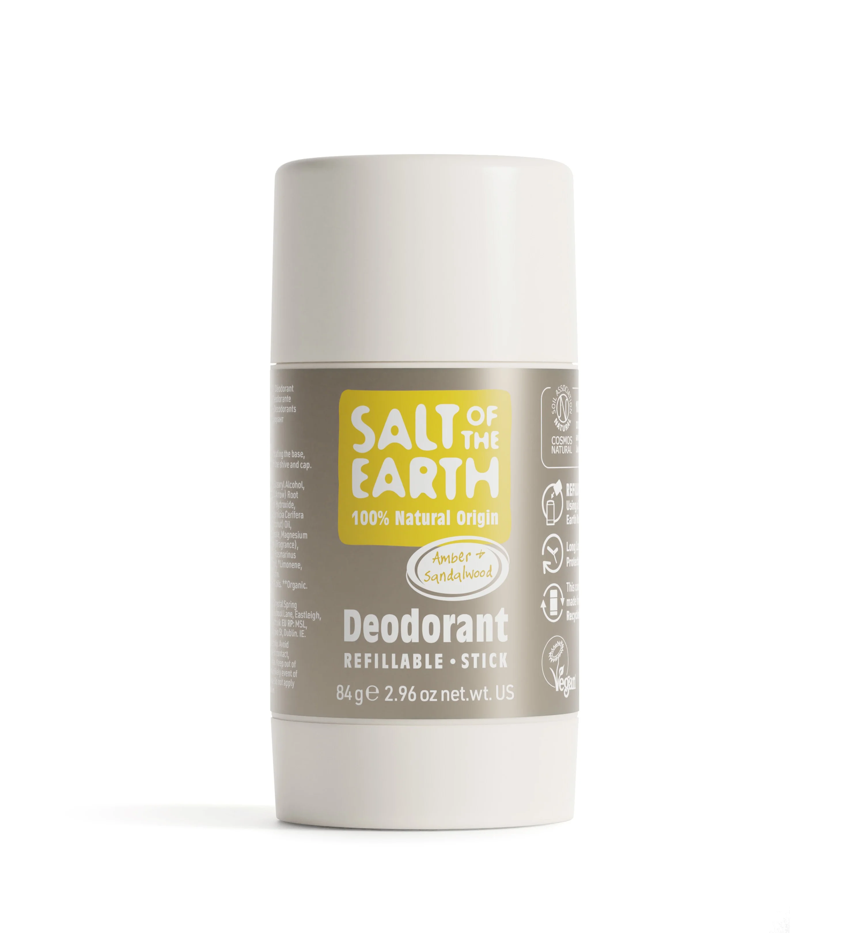 Amber & Sandalwood Natural Deodorant Stick 84g