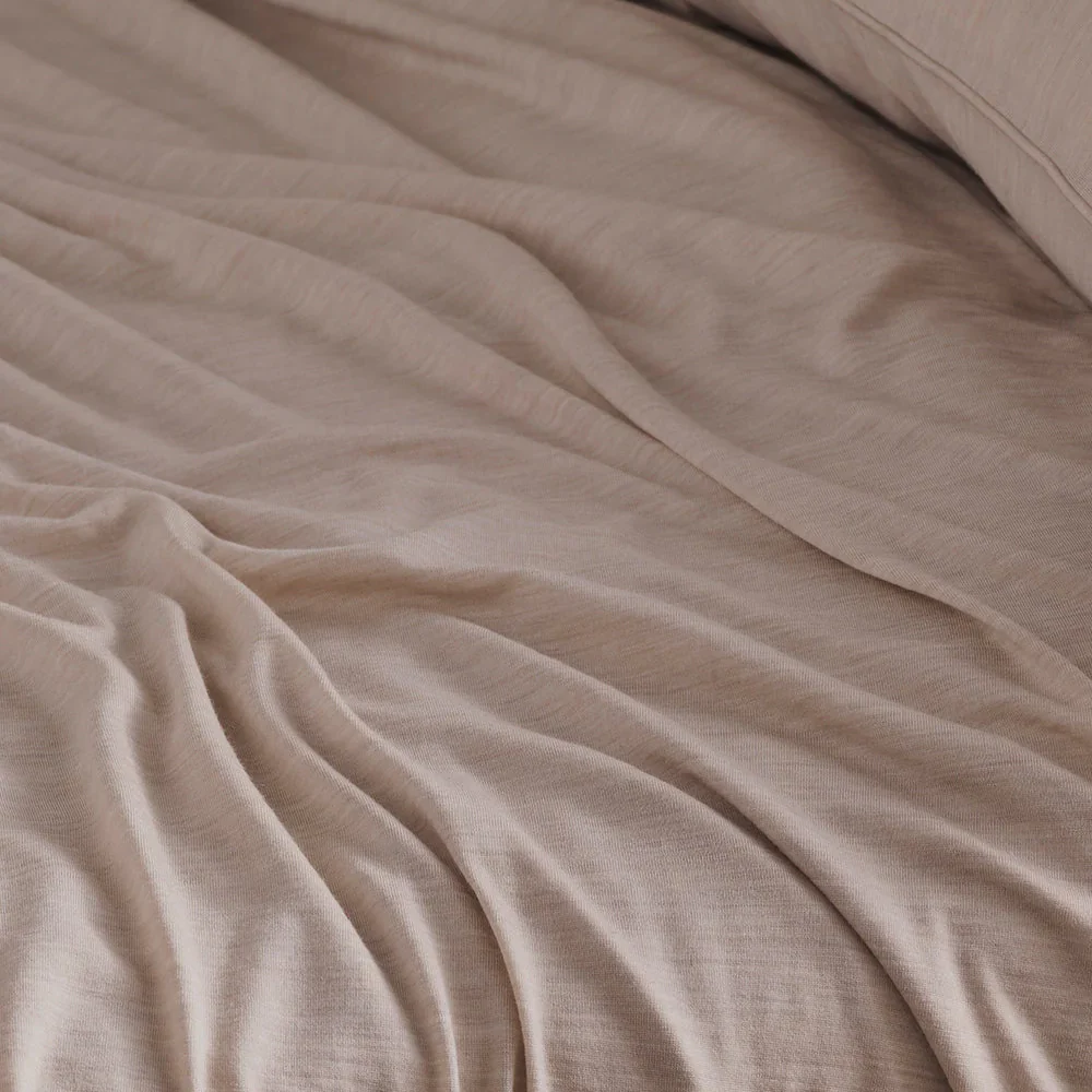 Merino Jersey Flat Sheet - Tropical Sand - Double - Image 2