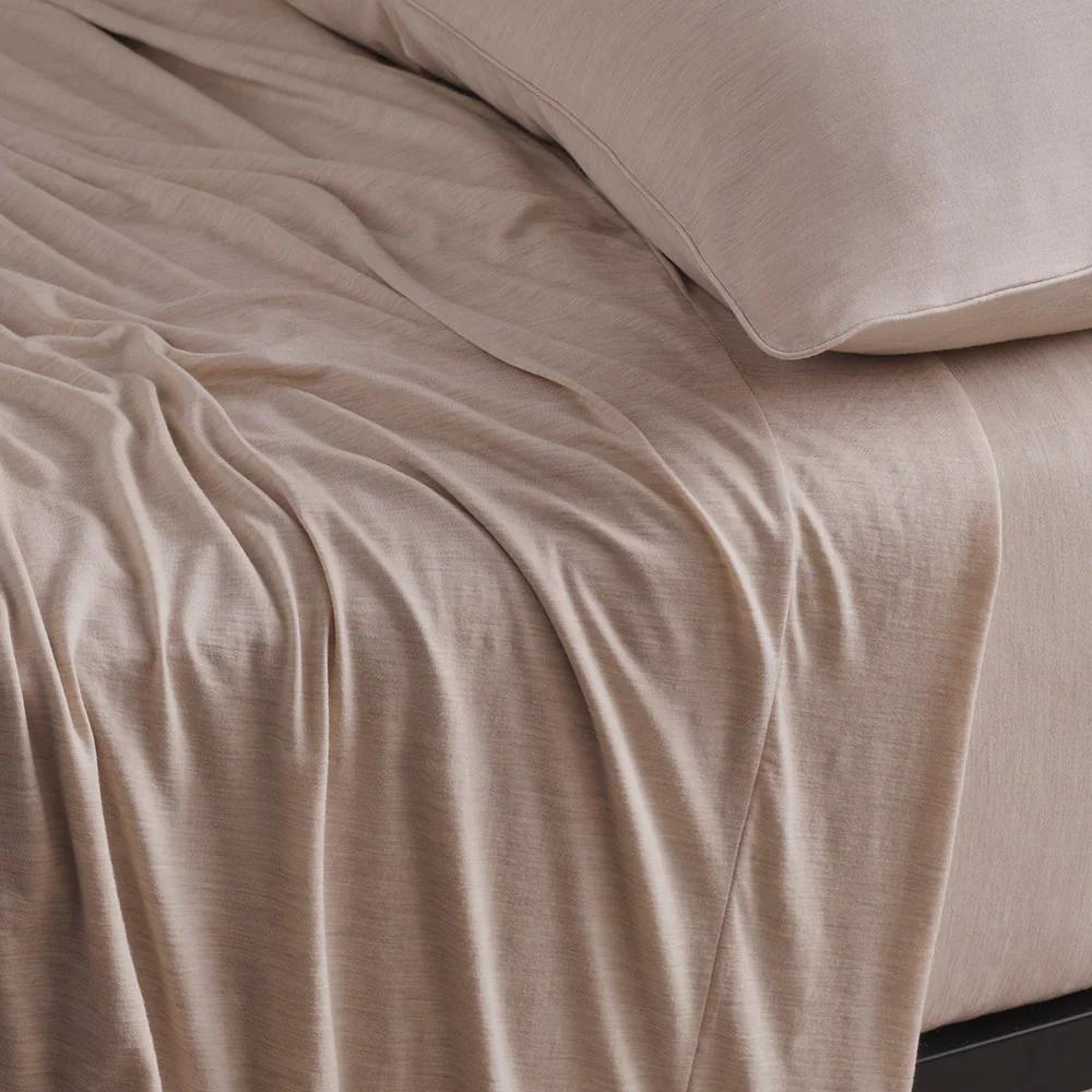 Merino Jersey Flat Sheet - Tropical Sand - Super King