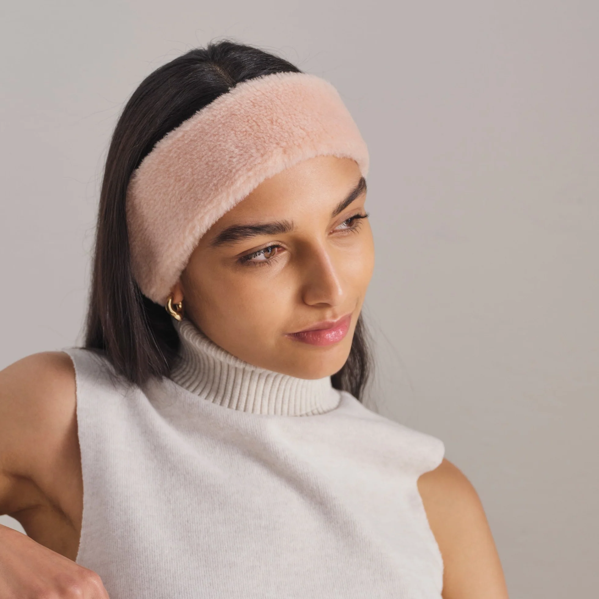 Merino Knit Fleece Spa Headband - Coral Peony - Image 2