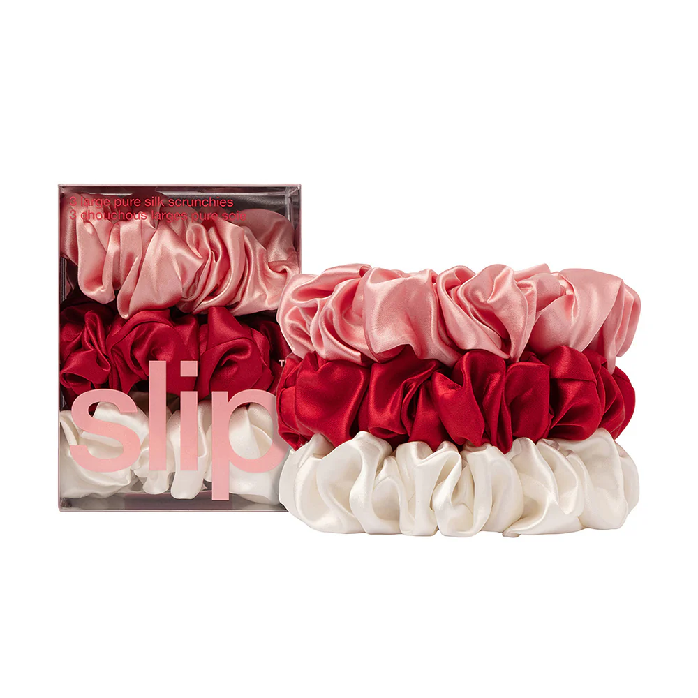 Pure Silk Large Scrunchies - Rosy