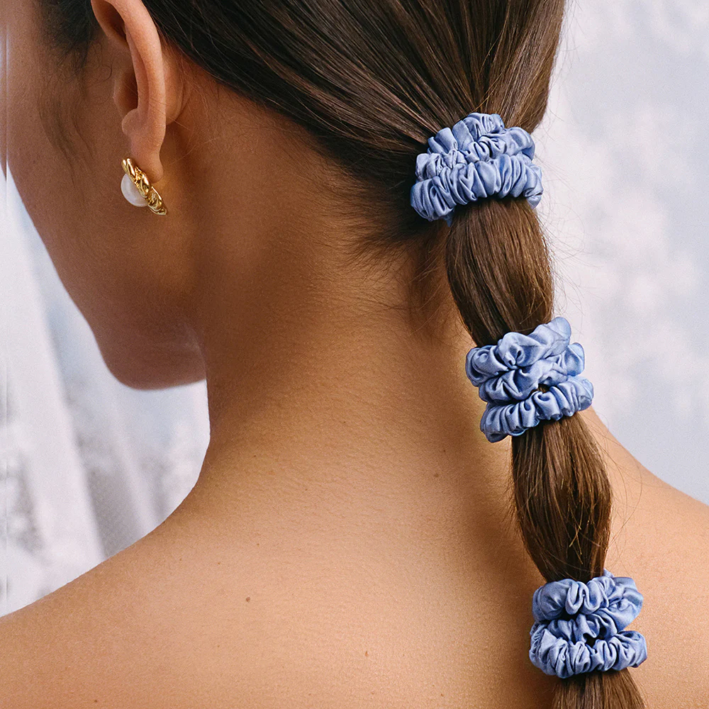 Pure Silk Skinny Scrunchies - Cornflower - Image 3