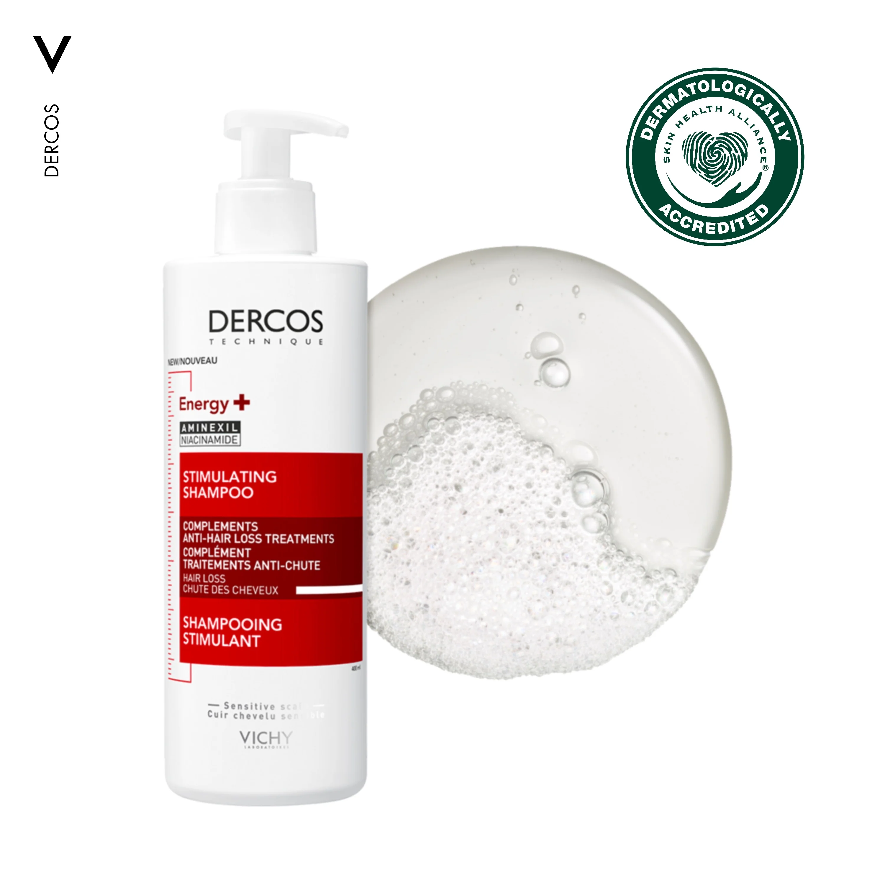 Dercos Energising Anti Hair Loss Shampoo 390ml - Image 2