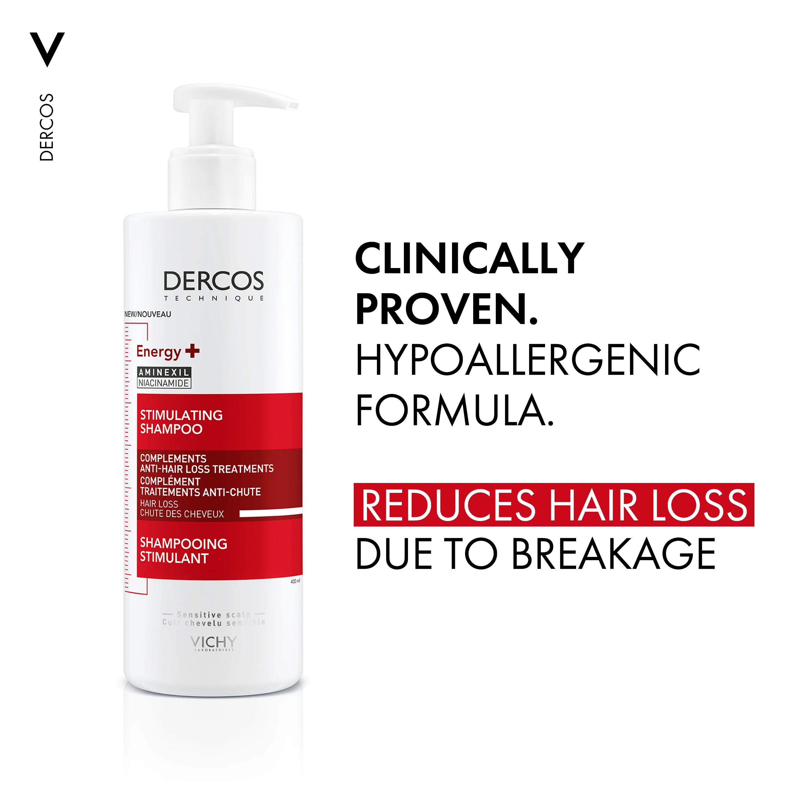 Dercos Energising Anti Hair Loss Shampoo 390ml - Image 3