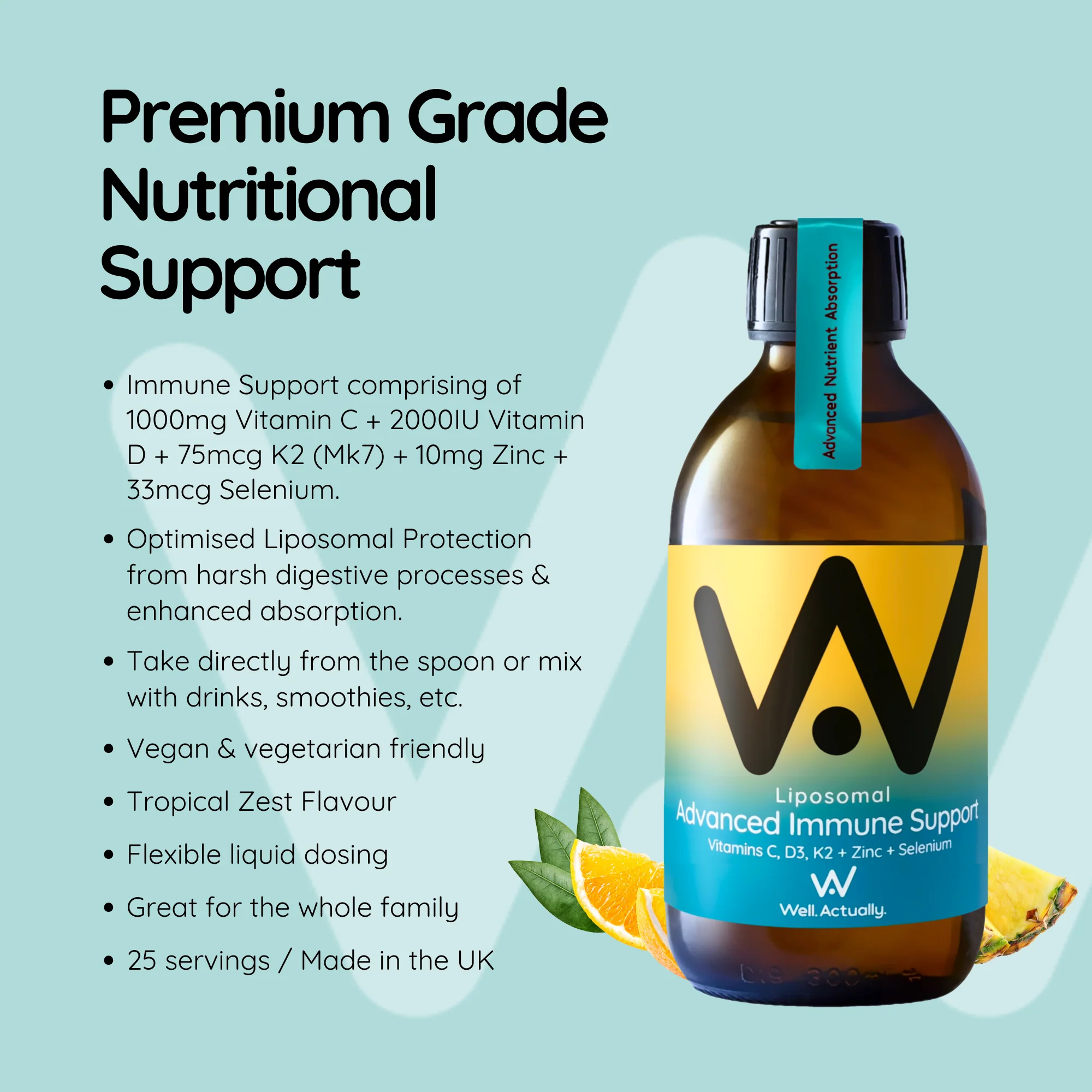 Advanced Immune Support - Vitamin C, D3, K2, Zinc & Selenium - Tropical Zest 250ml - Image 6