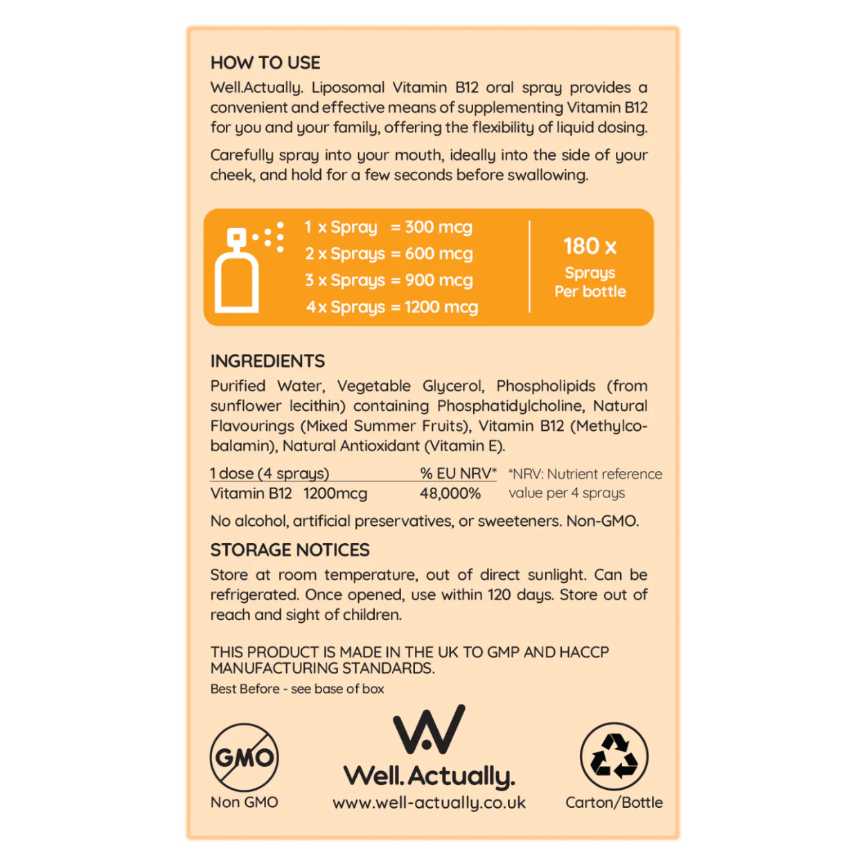Vitamin B12 Methycobalamin (300 - 1200μg) - Liposomal Spray - Truly Fruity Flavour 25ml - Image 4