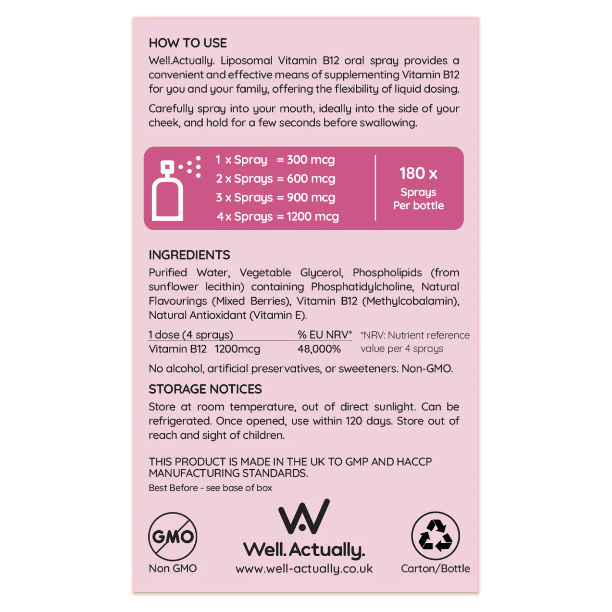 Vitamin B12 Methycobalamin (300 - 1200μg) - Liposomal Spray - Very Berry Flavour 25ml - Image 4
