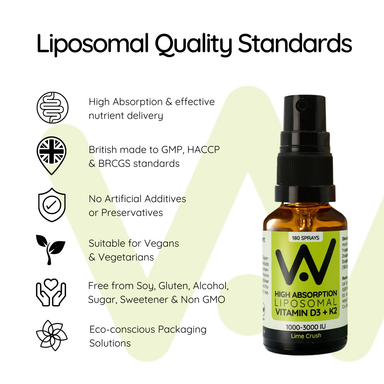 Vitamin D3 (2000 IU) + K2 (100μg) - Liposomal Spray - Lime Crush Flavour Spray 25ml - Image 3
