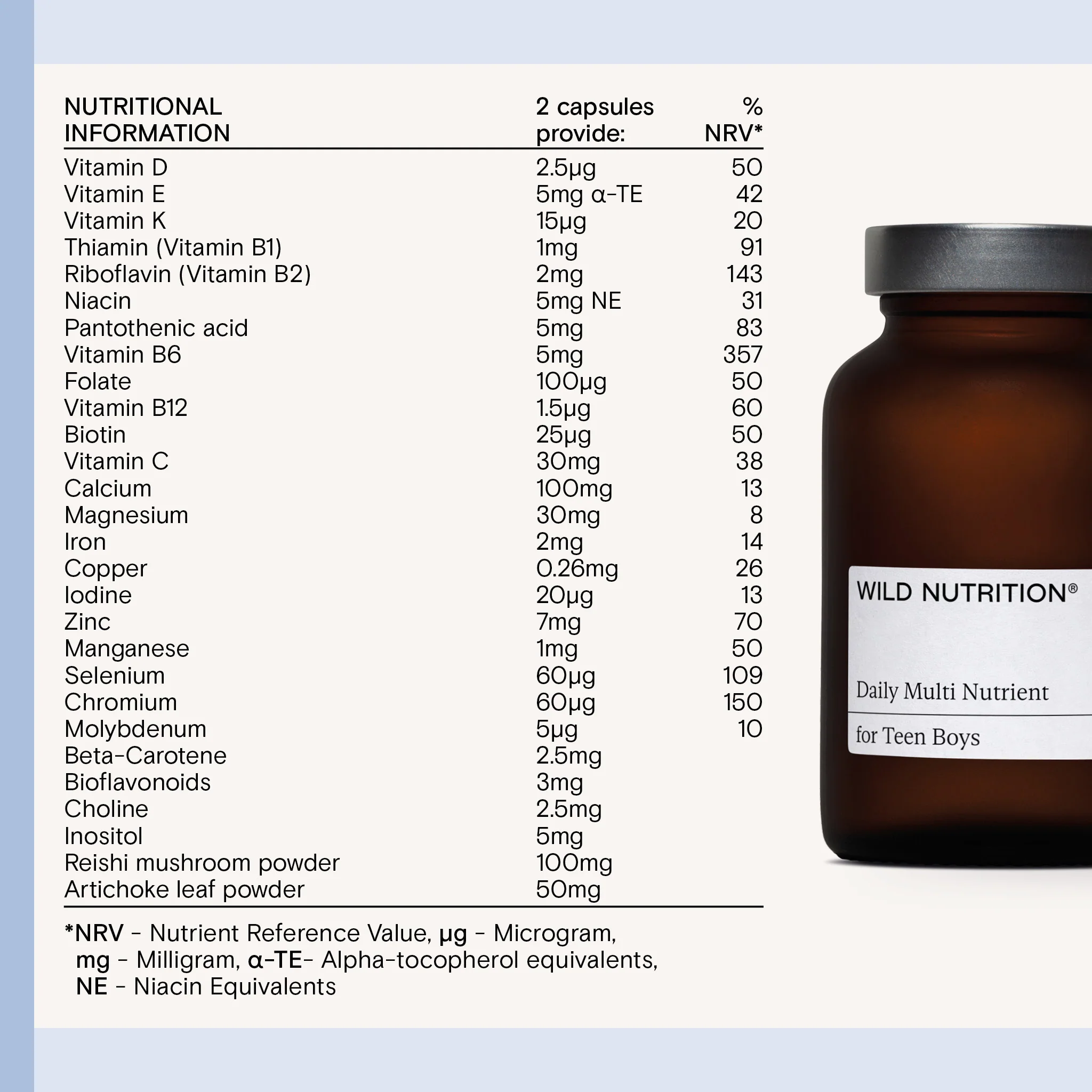 Food-Grown® Daily Multi Nutrient for Teen Boys 60 Capsules - Image 6