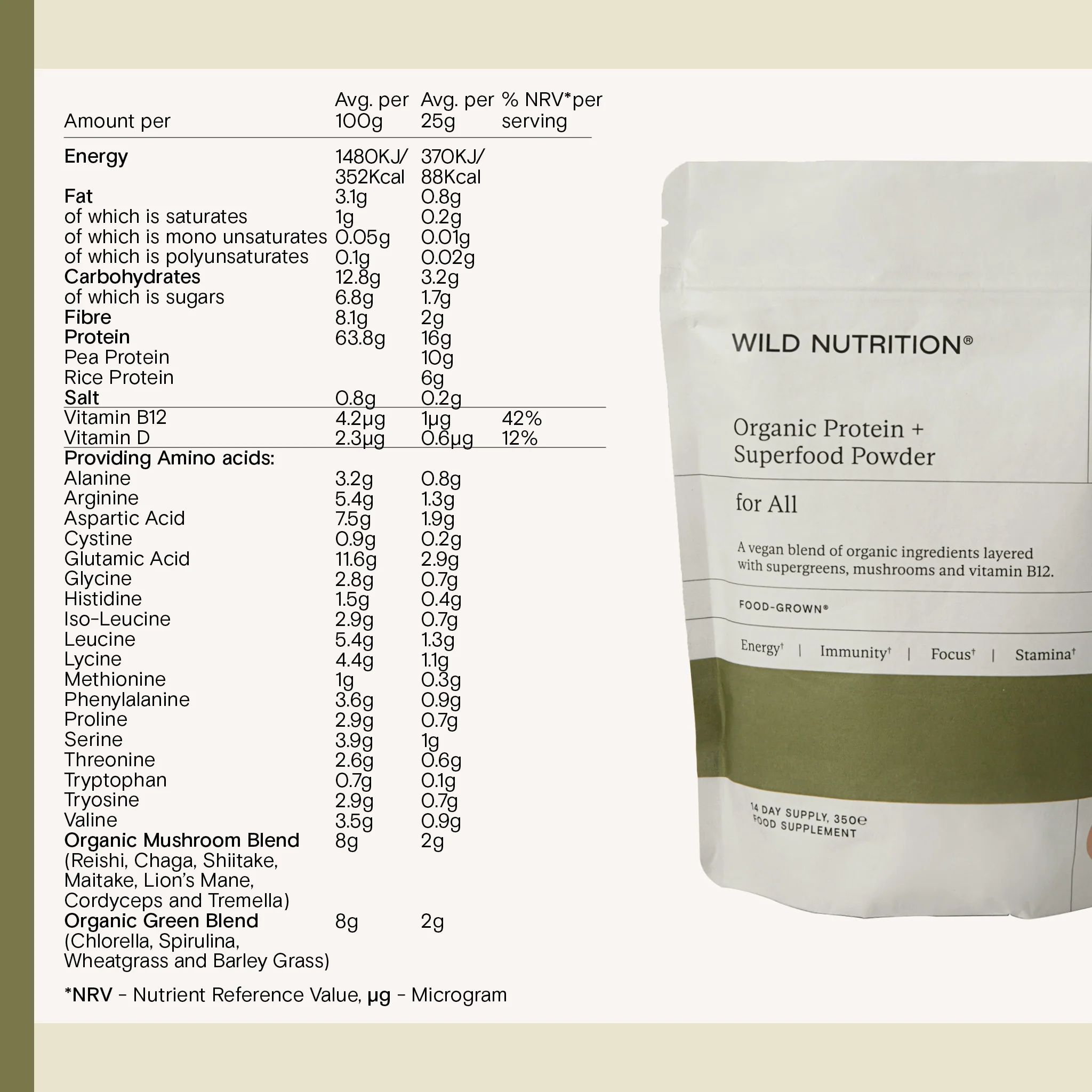 Food-Grown® Organic Protein + Superfood Powder 350g - Image 3