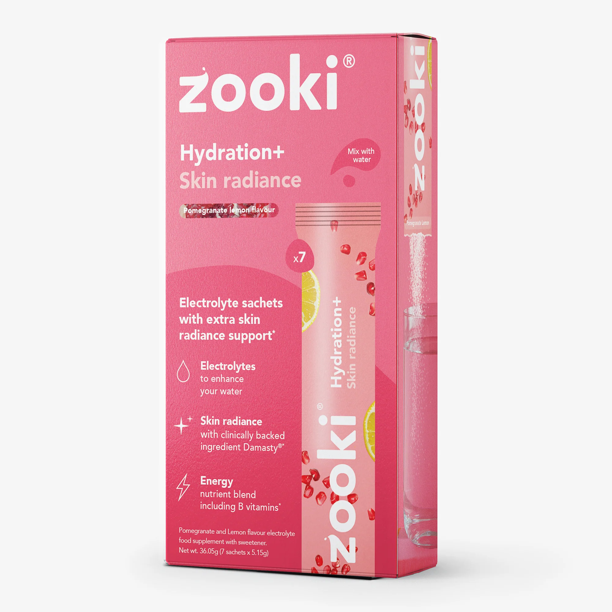 Hydrate+ Skin Radiance, Pomegranate Flavour 7 Sachet - Image 4